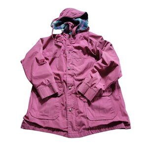Woolrich Jacket Pink Detachable Hood Vtg Drawstring Waist Pockets Womens Large